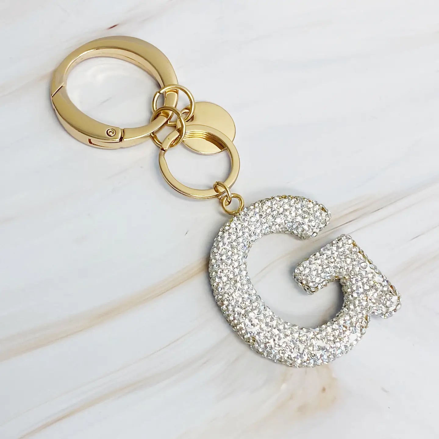 GIRL GLAM INITIAL BAG CHARM KEYCHAIN