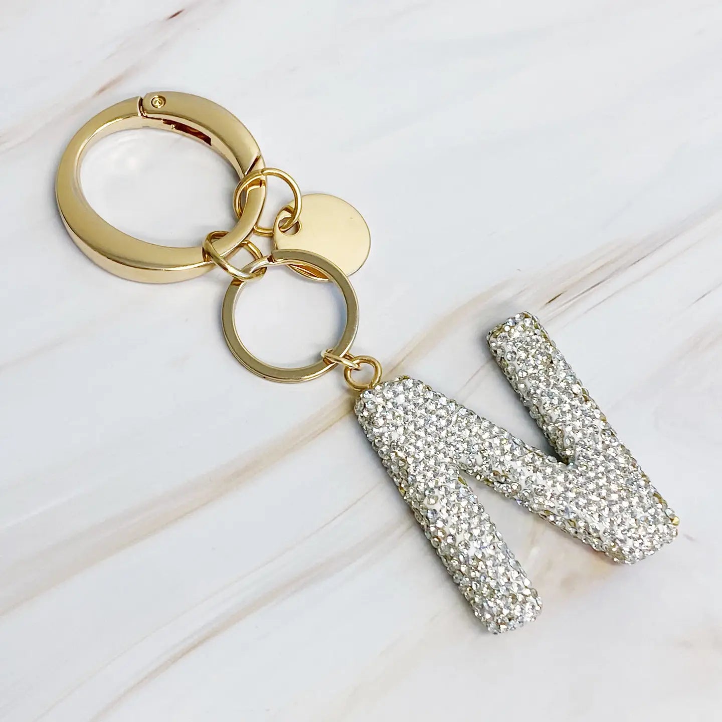 GIRL GLAM INITIAL BAG CHARM KEYCHAIN