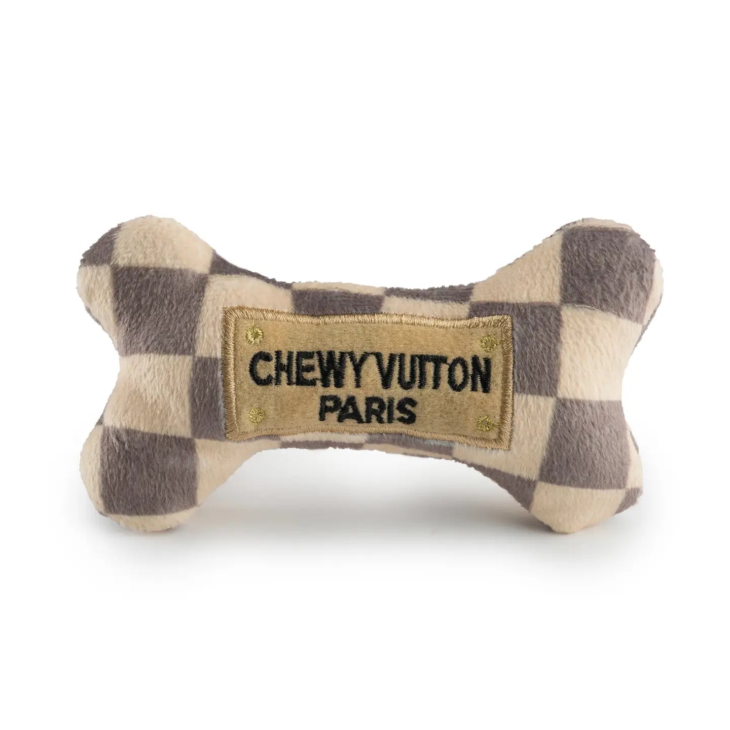 CHECKER CHEWY VUITON LARGE SQUEAKER DOG BONE
