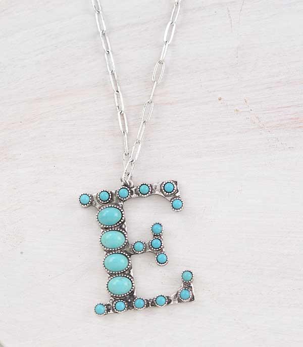 LARGE TURQUOISE INITIAL NECKLACE