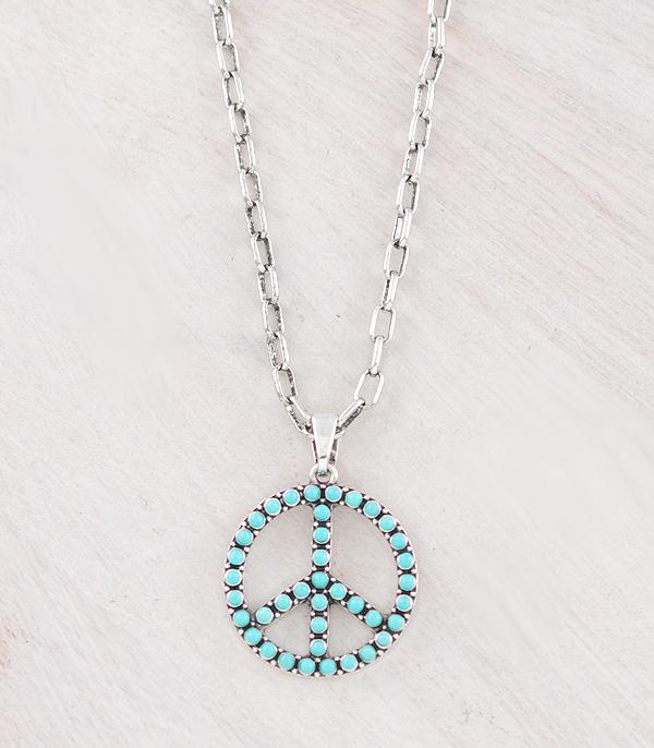 TURQUOISE PEACE SIGN NECKLACE