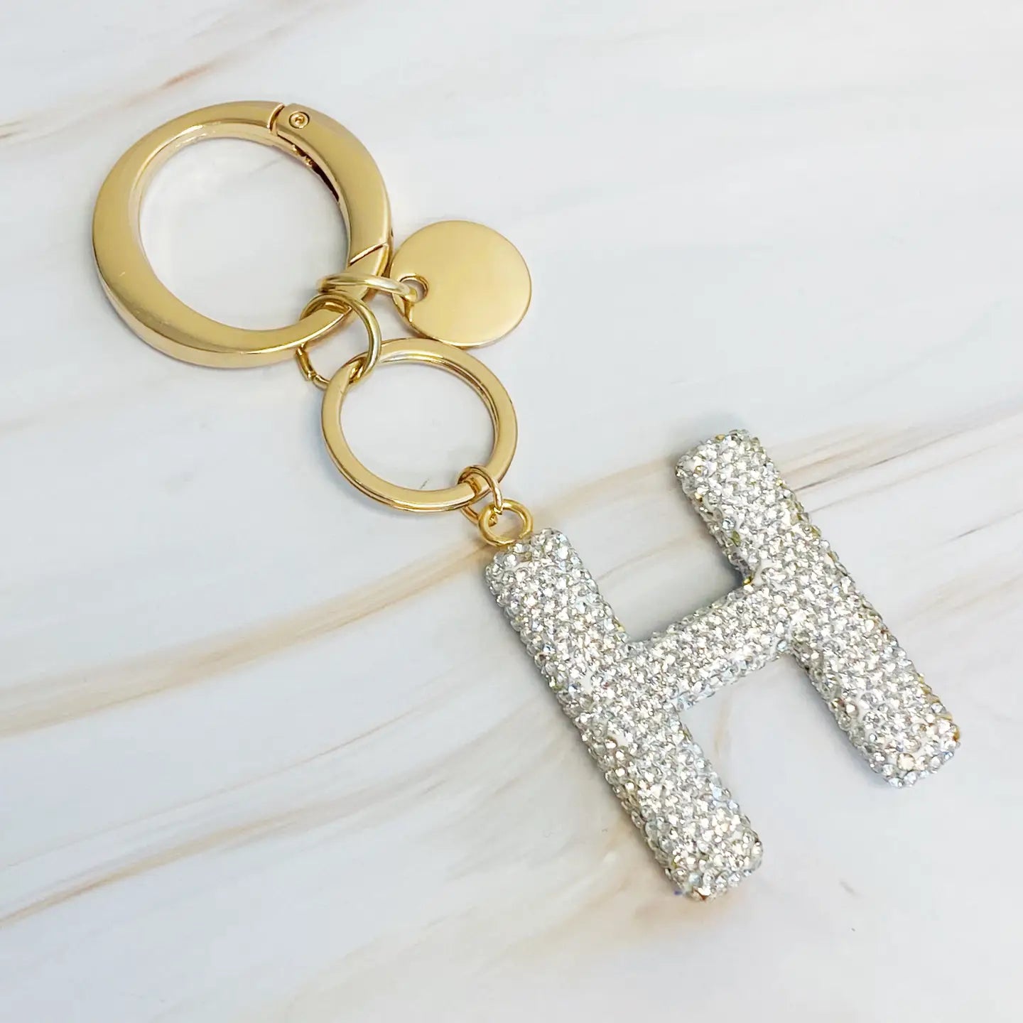 GIRL GLAM INITIAL BAG CHARM KEYCHAIN