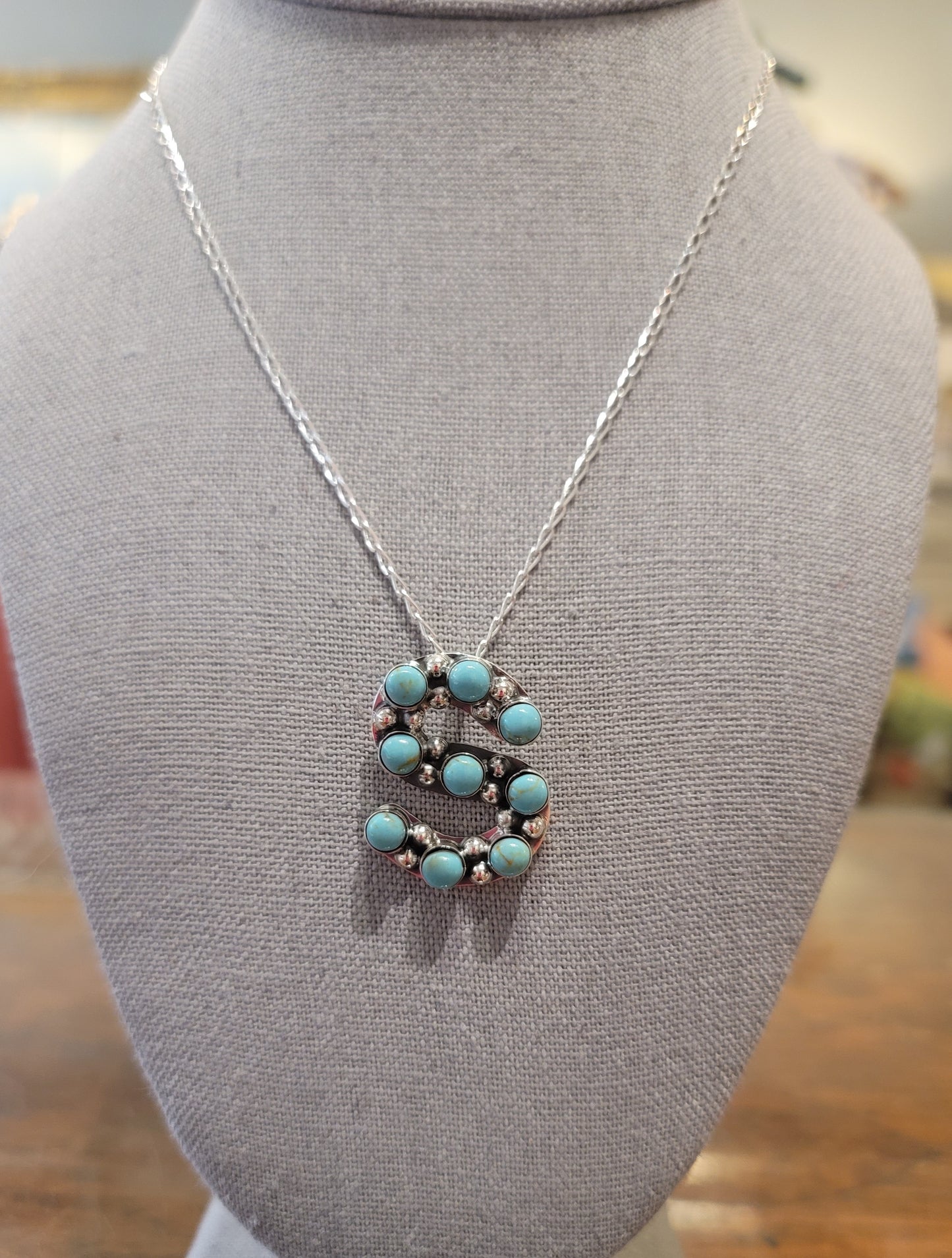 STERLING SILVER AND TURQUOISE INITIAL