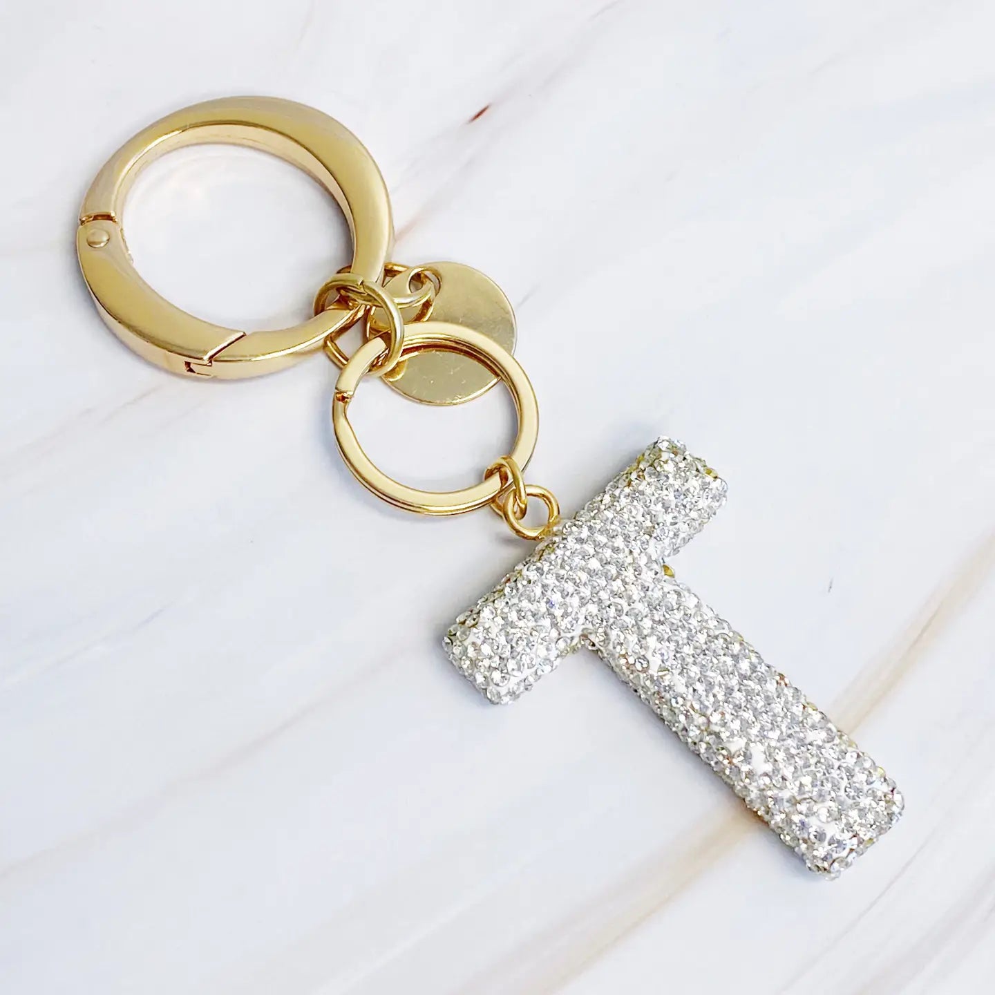 GIRL GLAM INITIAL BAG CHARM KEYCHAIN