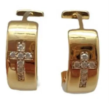 TINY CROSS HOOP EARRINGS