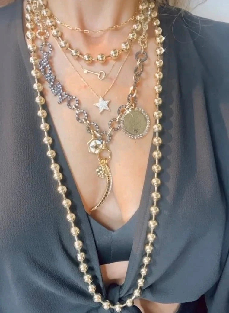 RADMILLA LONG NECKLACE IN ANTIQUE GOLD BY TOVA