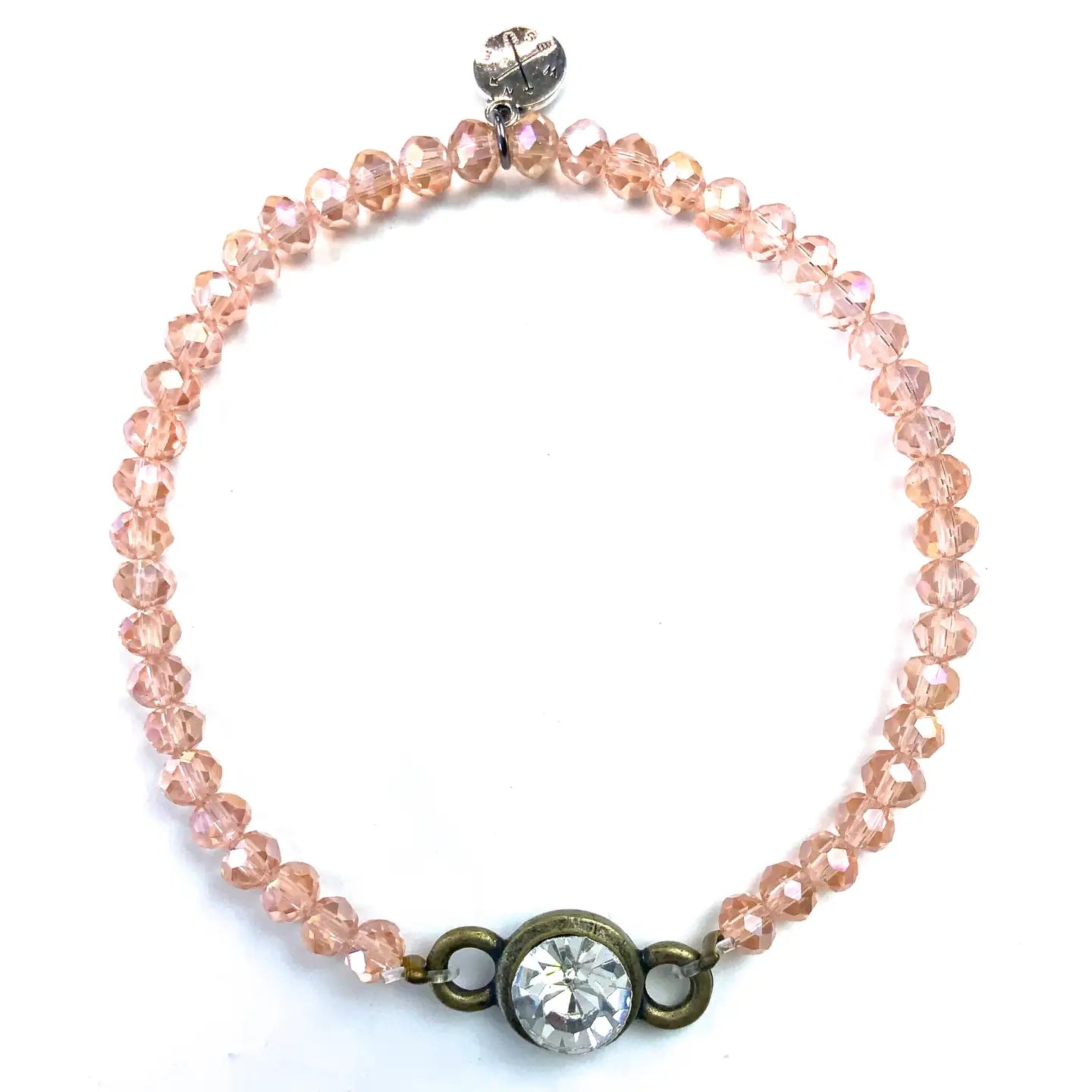 GLASS STRETCH BRACELET WITH CRYSTAL EMBELLISHMENT - MULTIPLE COLORS