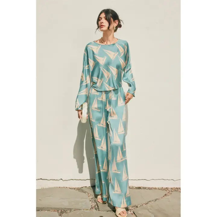 BLUE WAVES COASTAL PANTS