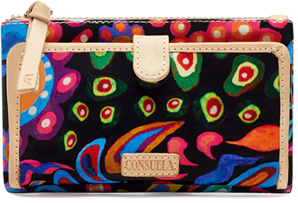 SOPHIE BLACK SWIRLY SLIM WALLET BY CONSUELA