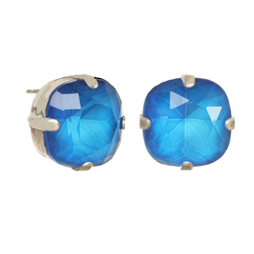 STUD EARRINGS IN SILVER ELECTRIC BLUE BY TOVA