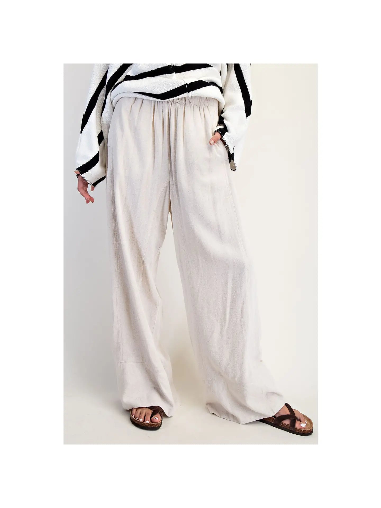 LINEN ELASTIC WAIST PANTS