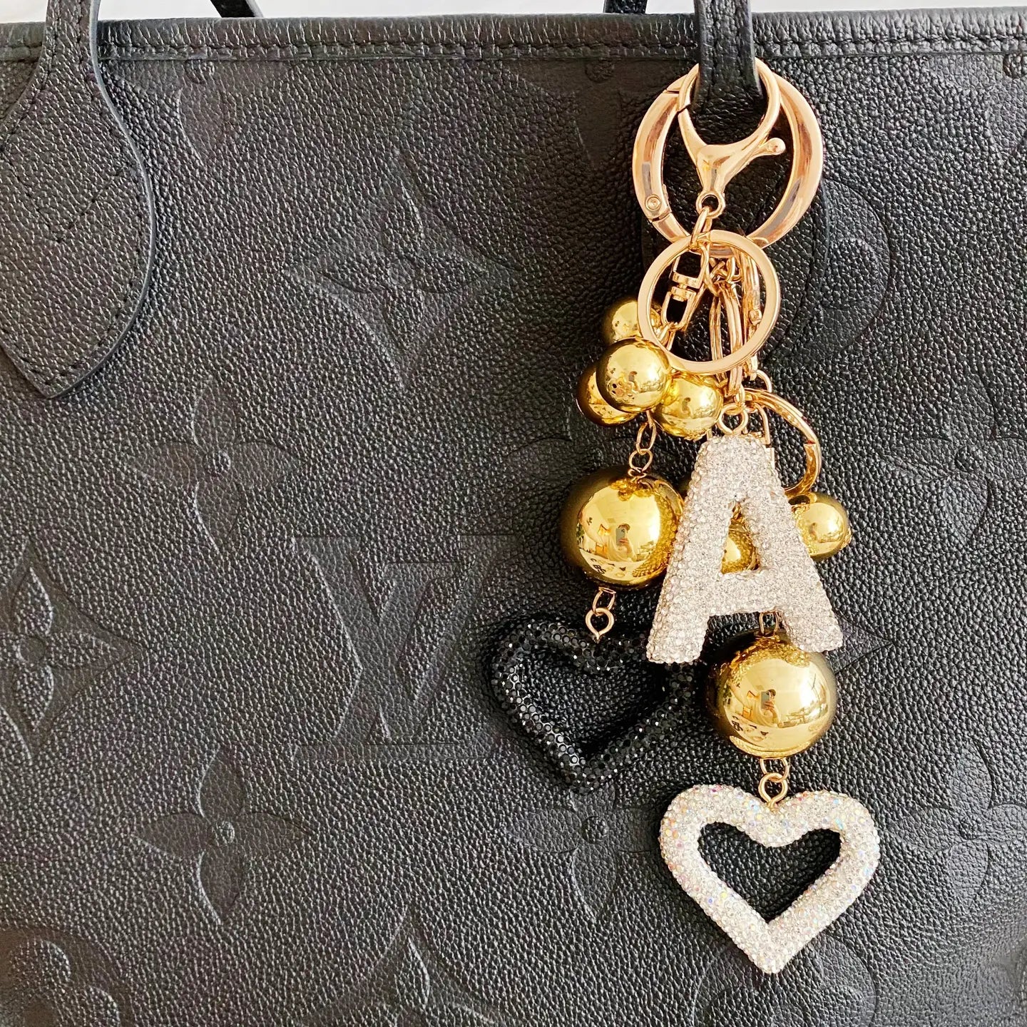 GIRL GLAM INITIAL BAG CHARM KEYCHAIN