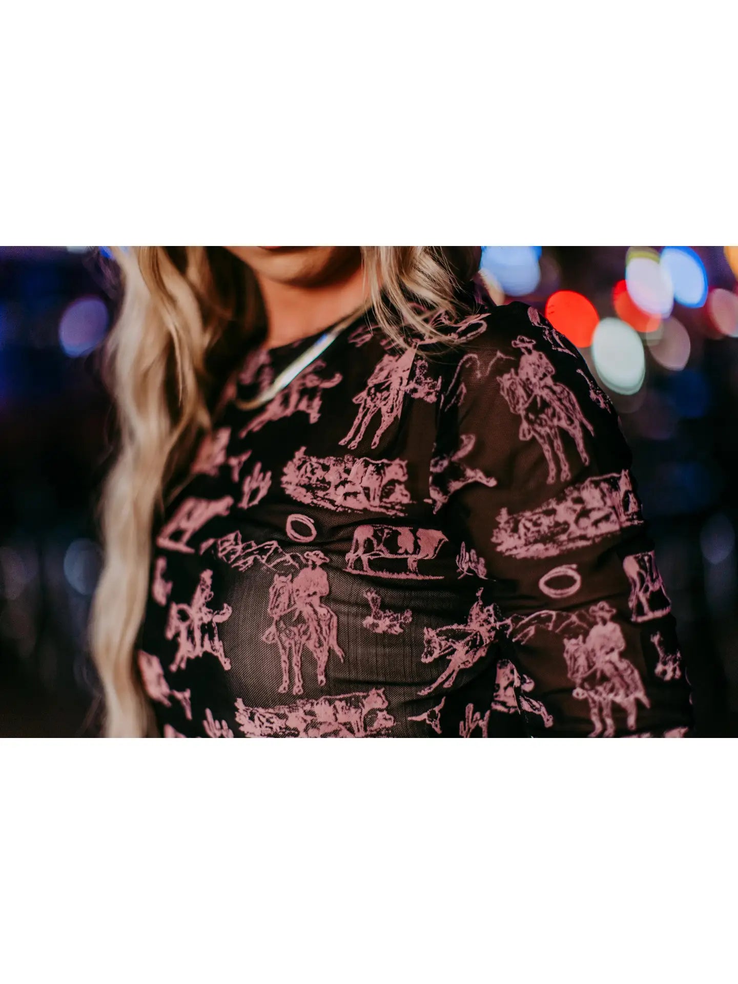 WESTERN SCENE MESH TOP