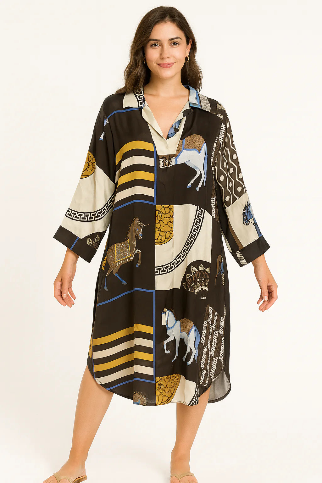 EQUESTRIAN SILK DRESS