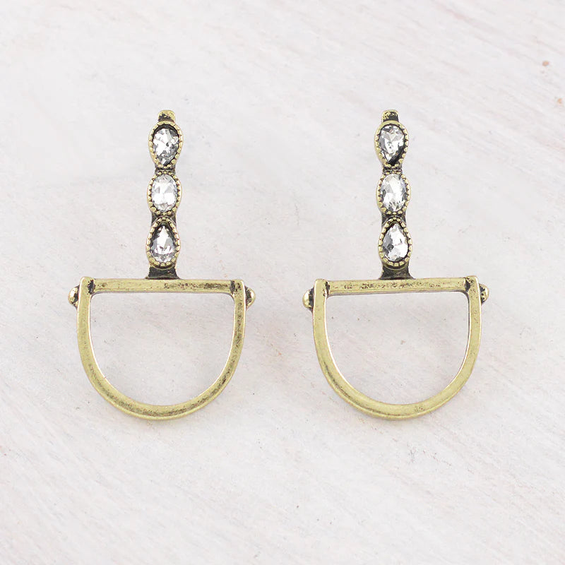 WESTERN STIRRUP WITH CLEAR STONE EARRINGS