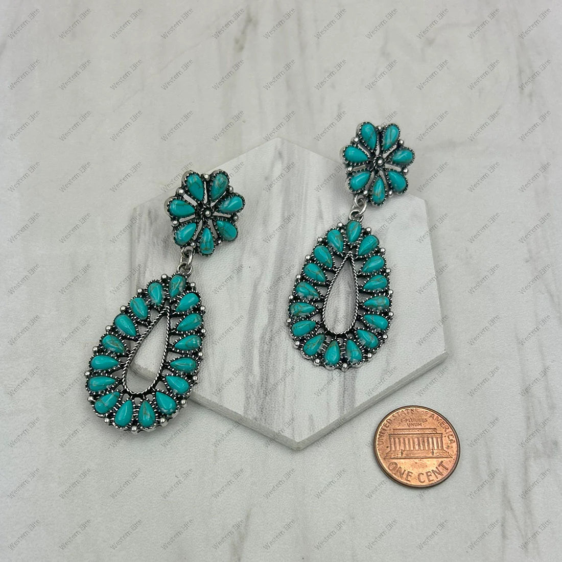 FLOWER TURQUOISE DROP EARRINGS