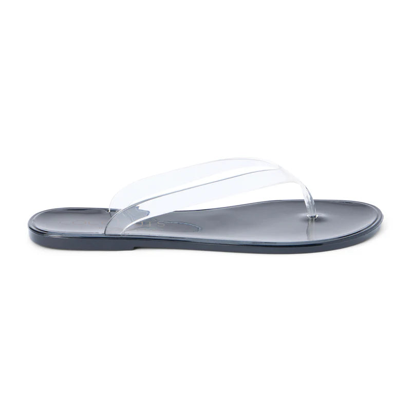 OLSEN JELLY FLIP FLOPS IN CLEAR/BLACK
