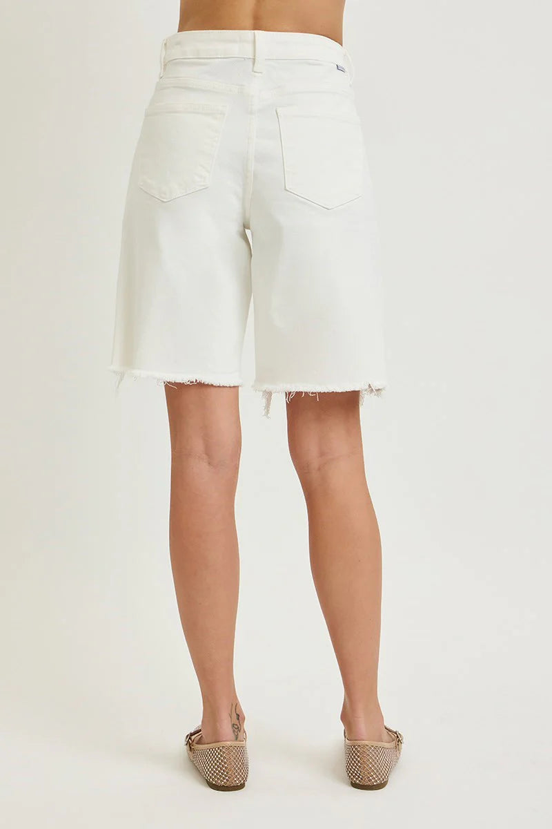 WHITE SLOUCHY BERMUDA SHORTS by RISEN
