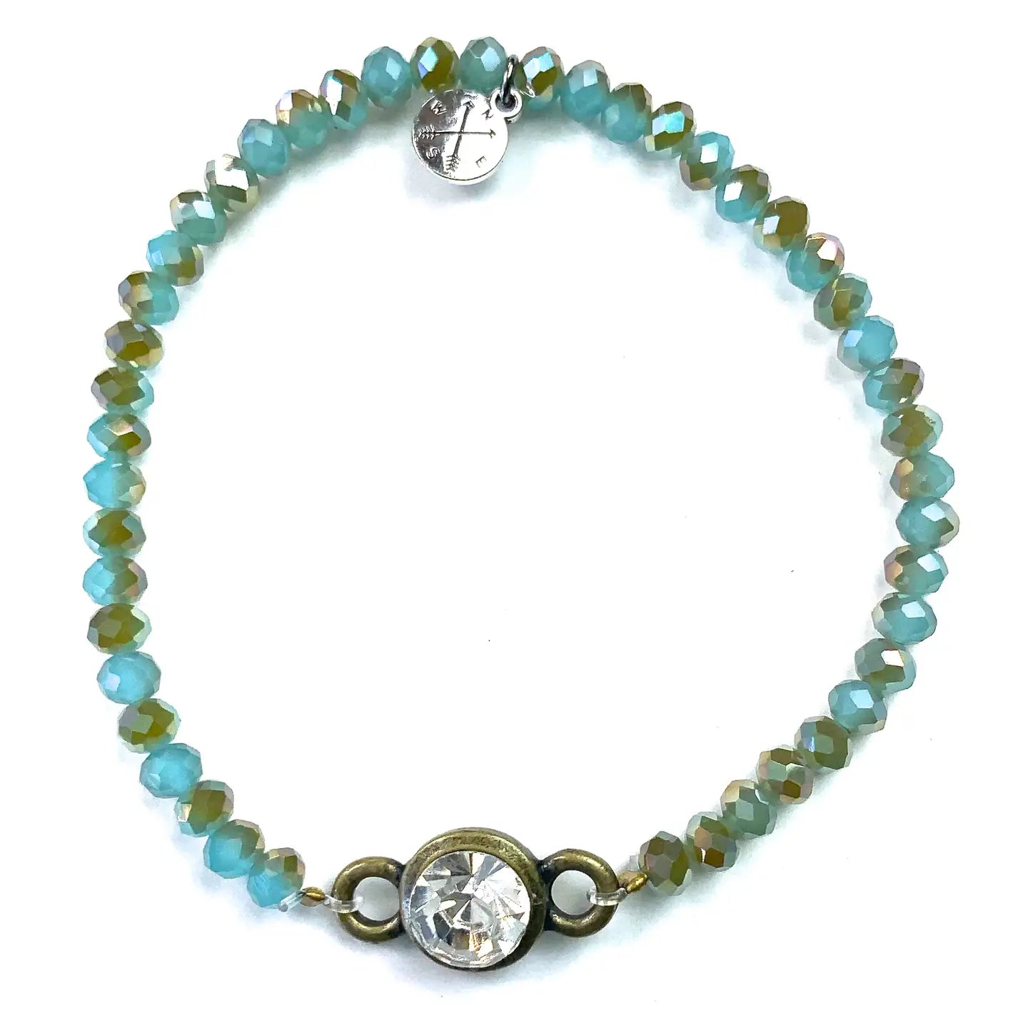 GLASS STRETCH BRACELET WITH CRYSTAL EMBELLISHMENT - MULTIPLE COLORS