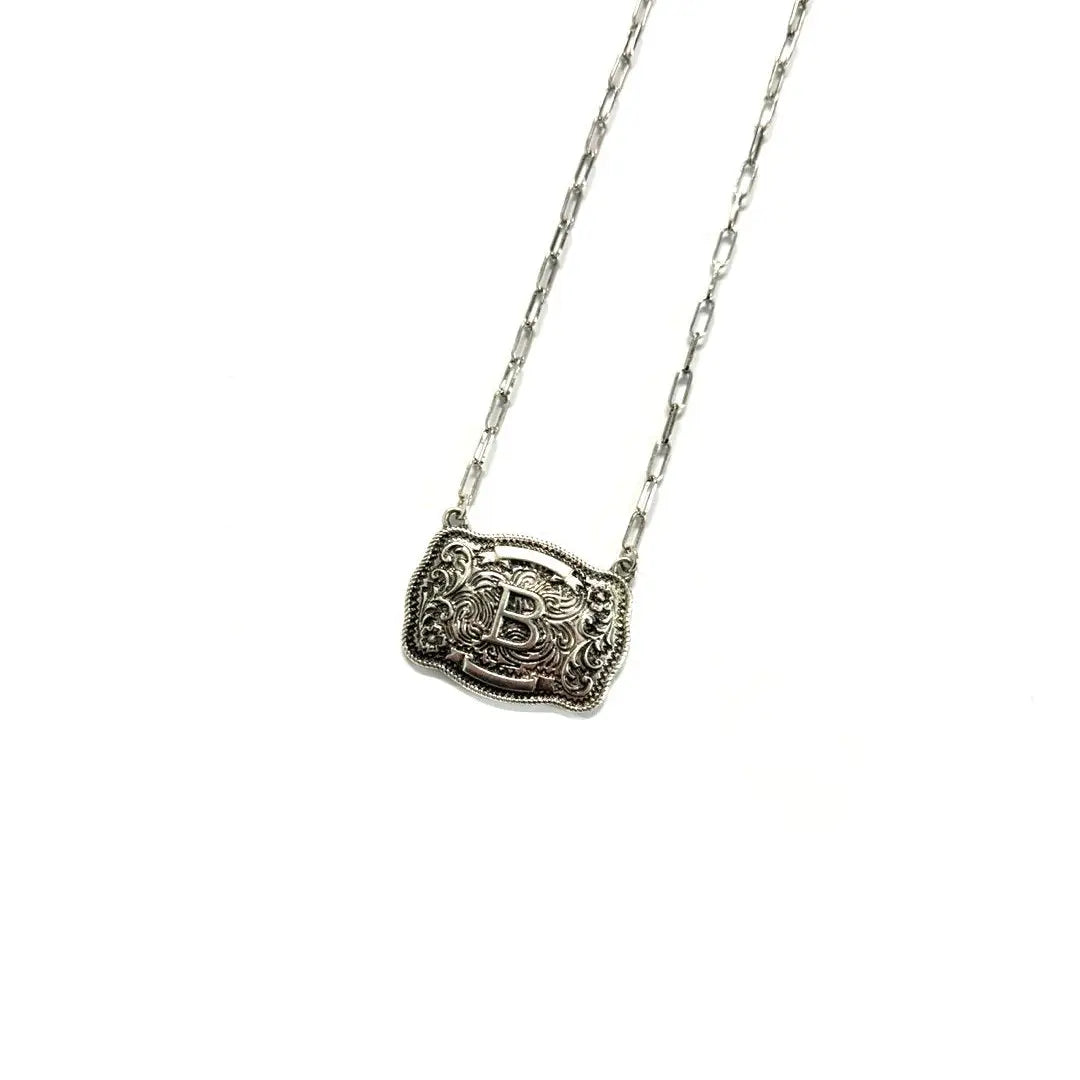 WESTERN BUCKLE INITIAL NECKLACE