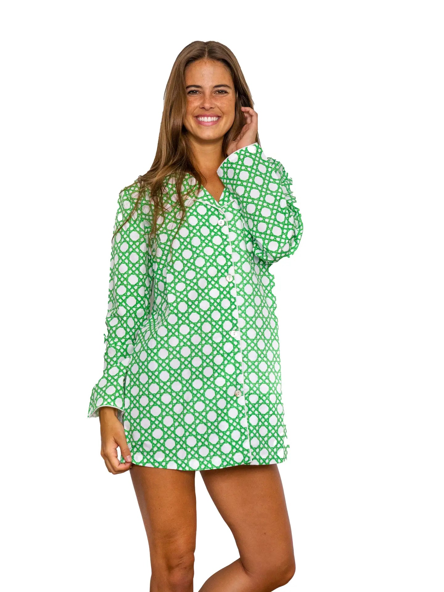 GREEN CANE NIGHTSHIRT