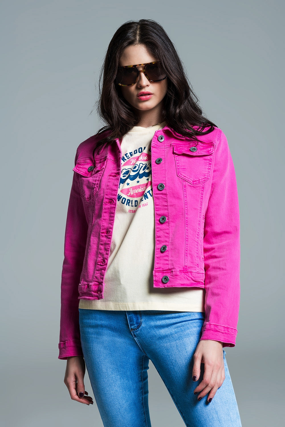 YOUR BASIC DENIM JACKET IN PINK