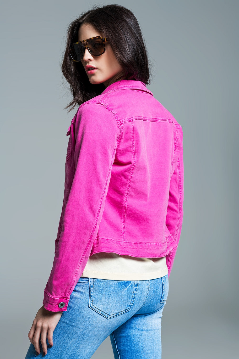YOUR BASIC DENIM JACKET IN PINK