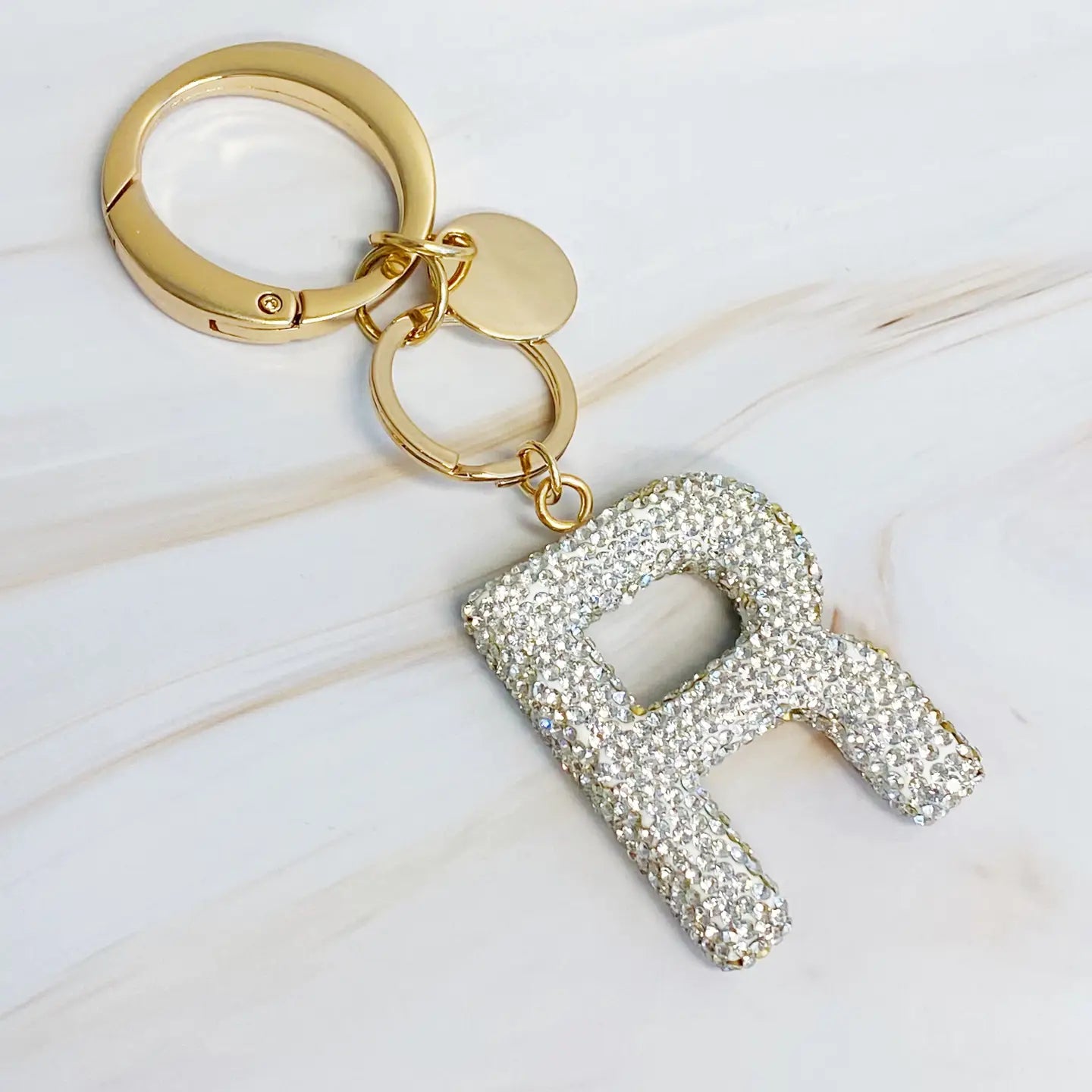 GIRL GLAM INITIAL BAG CHARM KEYCHAIN