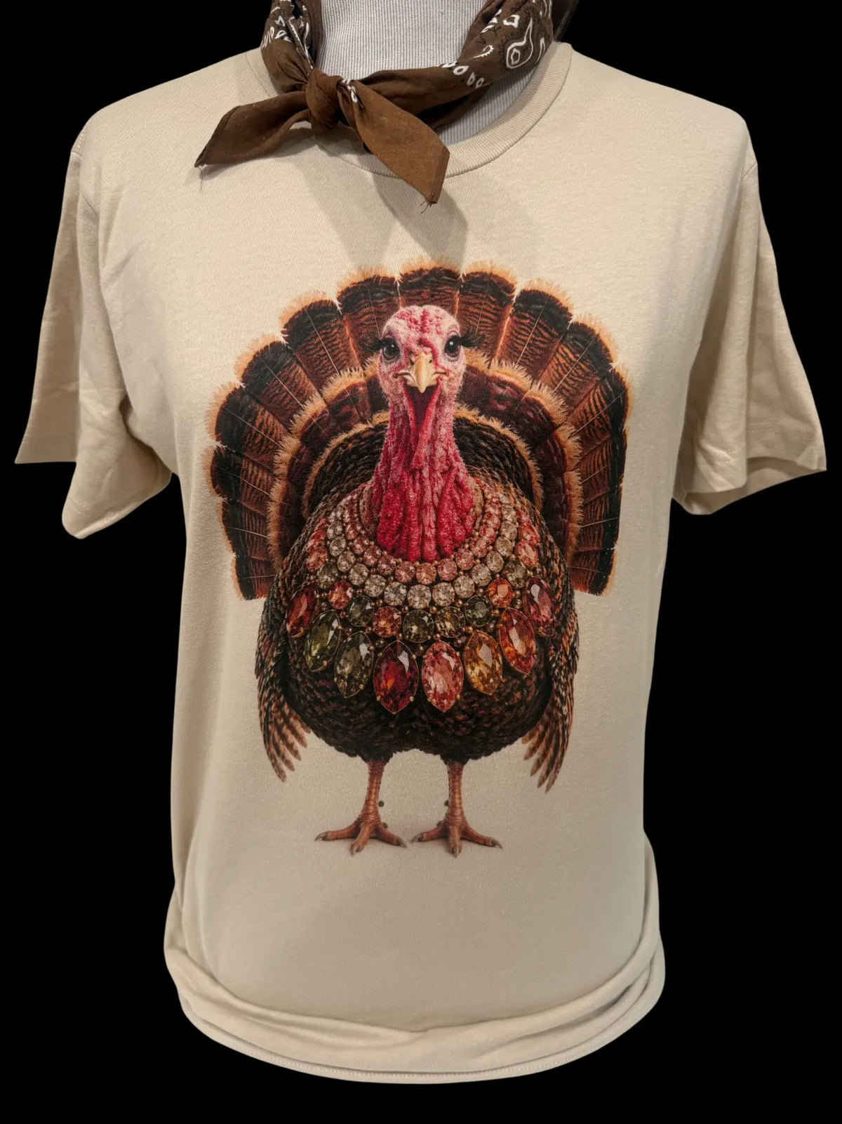 JEWELED COLLAR TURKEY TEE