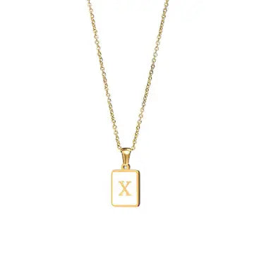 SQUARE INITIAL GOLD NECKLACES