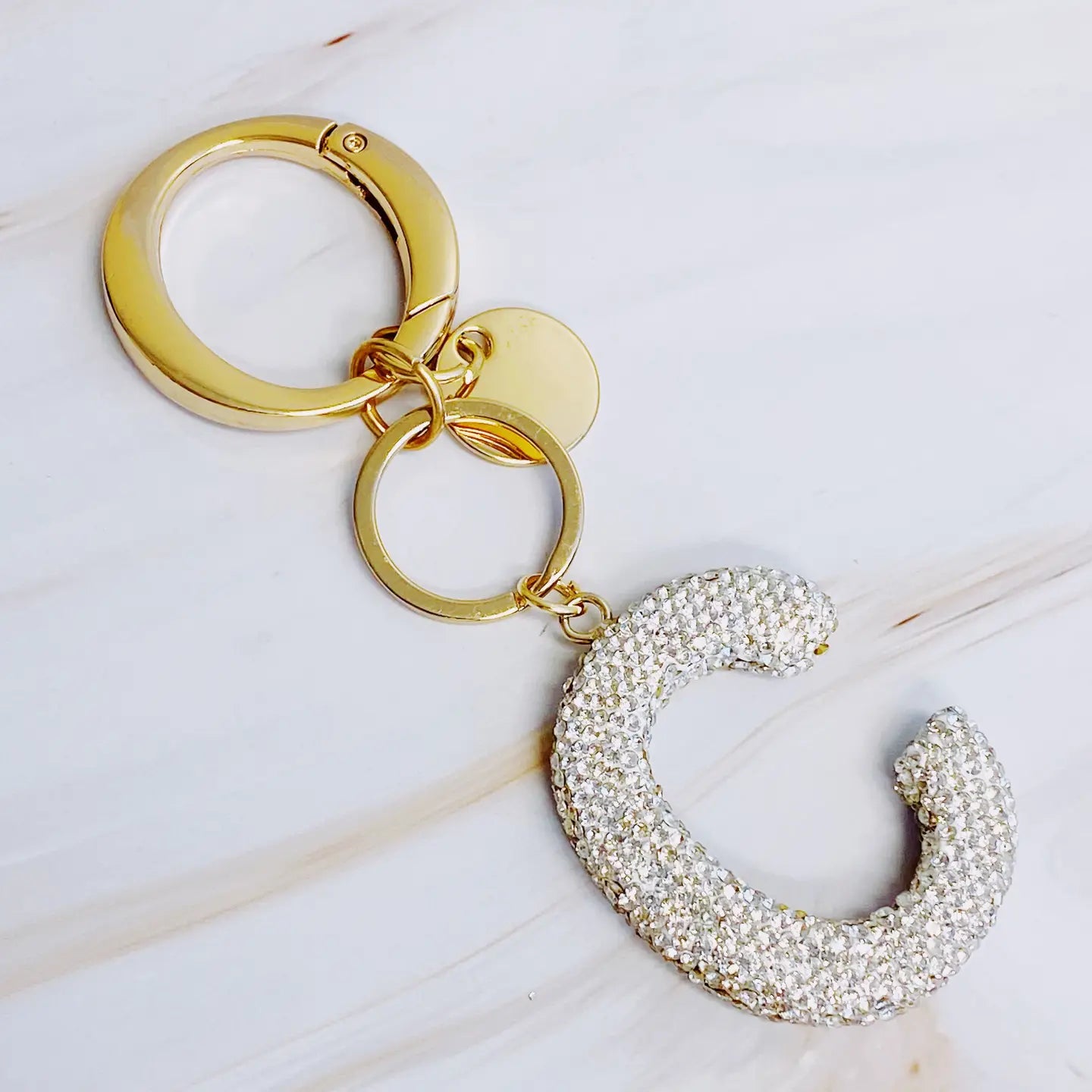 GIRL GLAM INITIAL BAG CHARM KEYCHAIN
