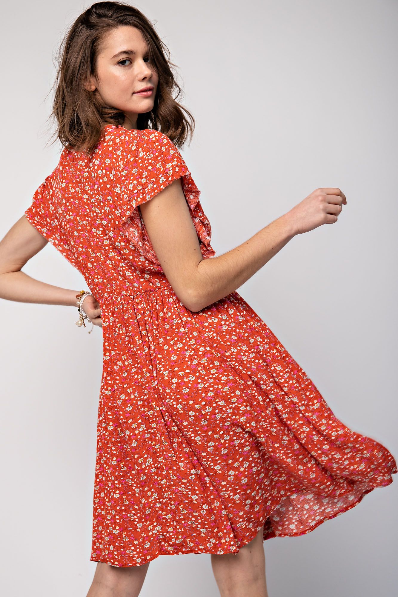 FLUTTER SLEEVE DRESS