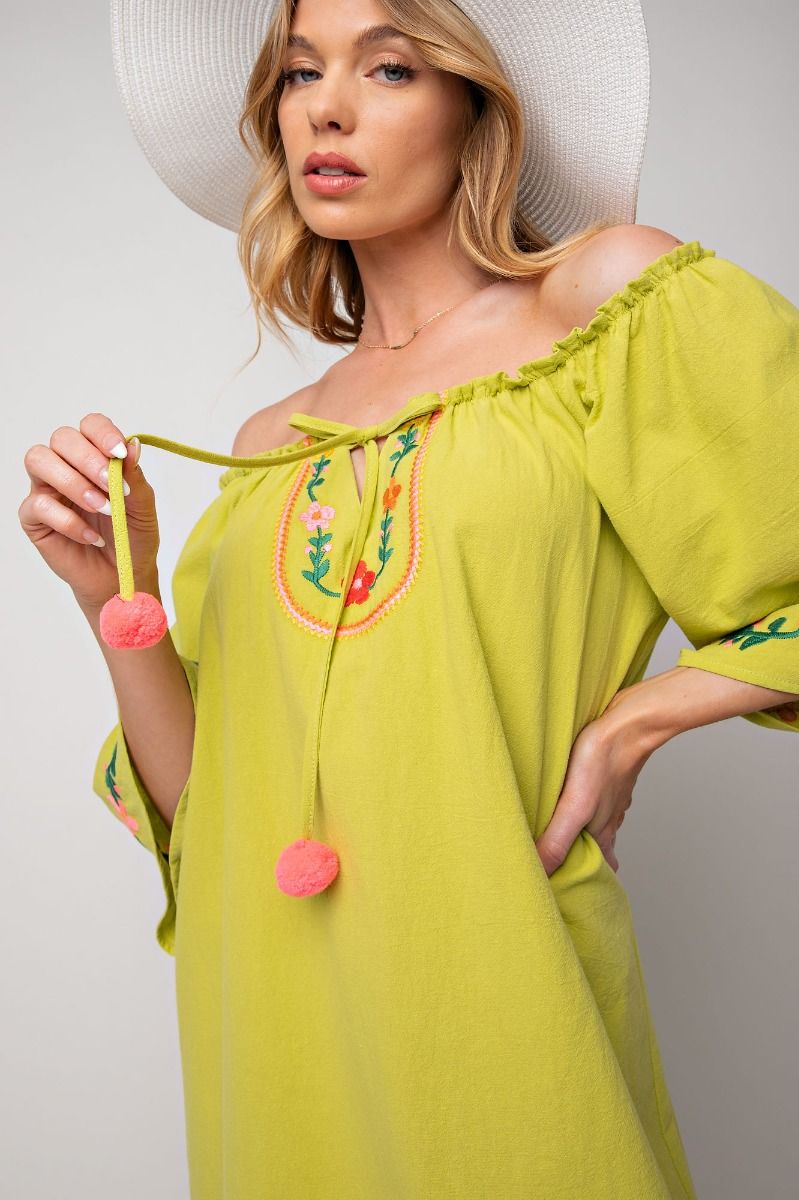 GAUZE EMBROIDERED DRESS