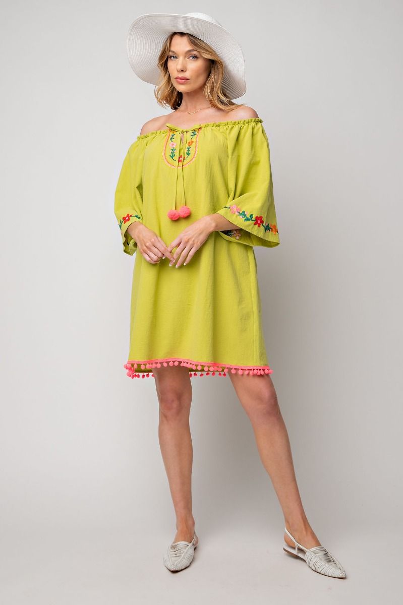 GAUZE EMBROIDERED DRESS