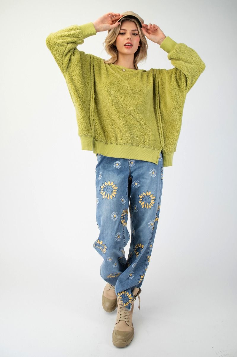 FLEECE PULLOVER IN SAGE BY EASEL