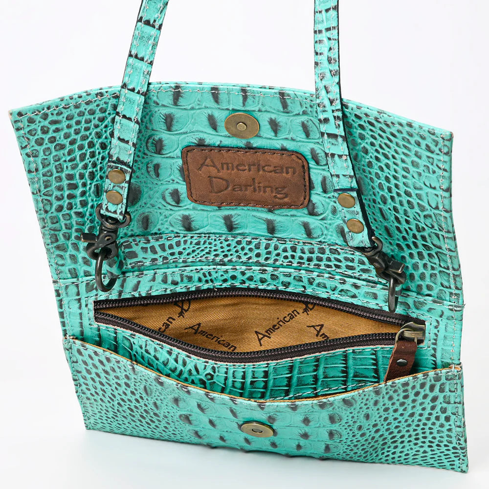 EMBOSSED LEATHER WALLET CROSSBODY BY AMERICAN DARLING