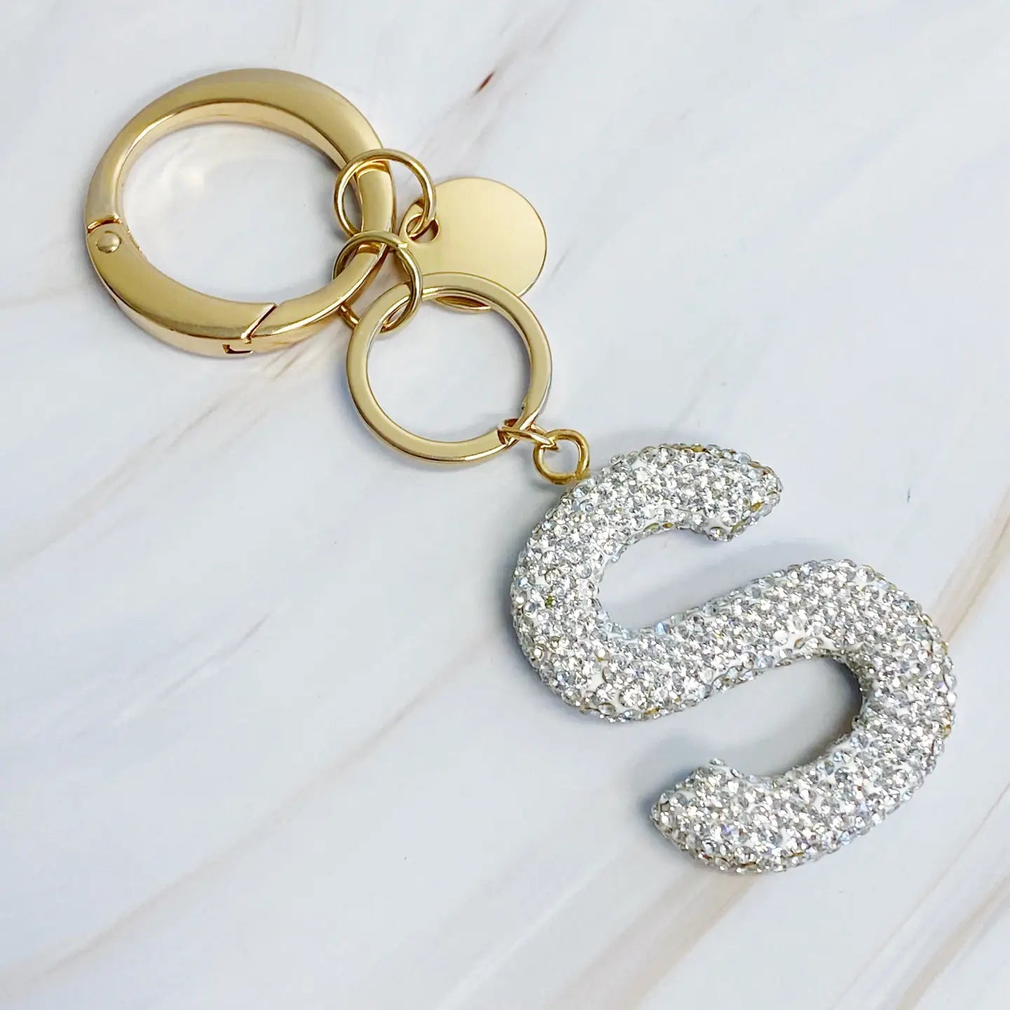 GIRL GLAM INITIAL BAG CHARM KEYCHAIN