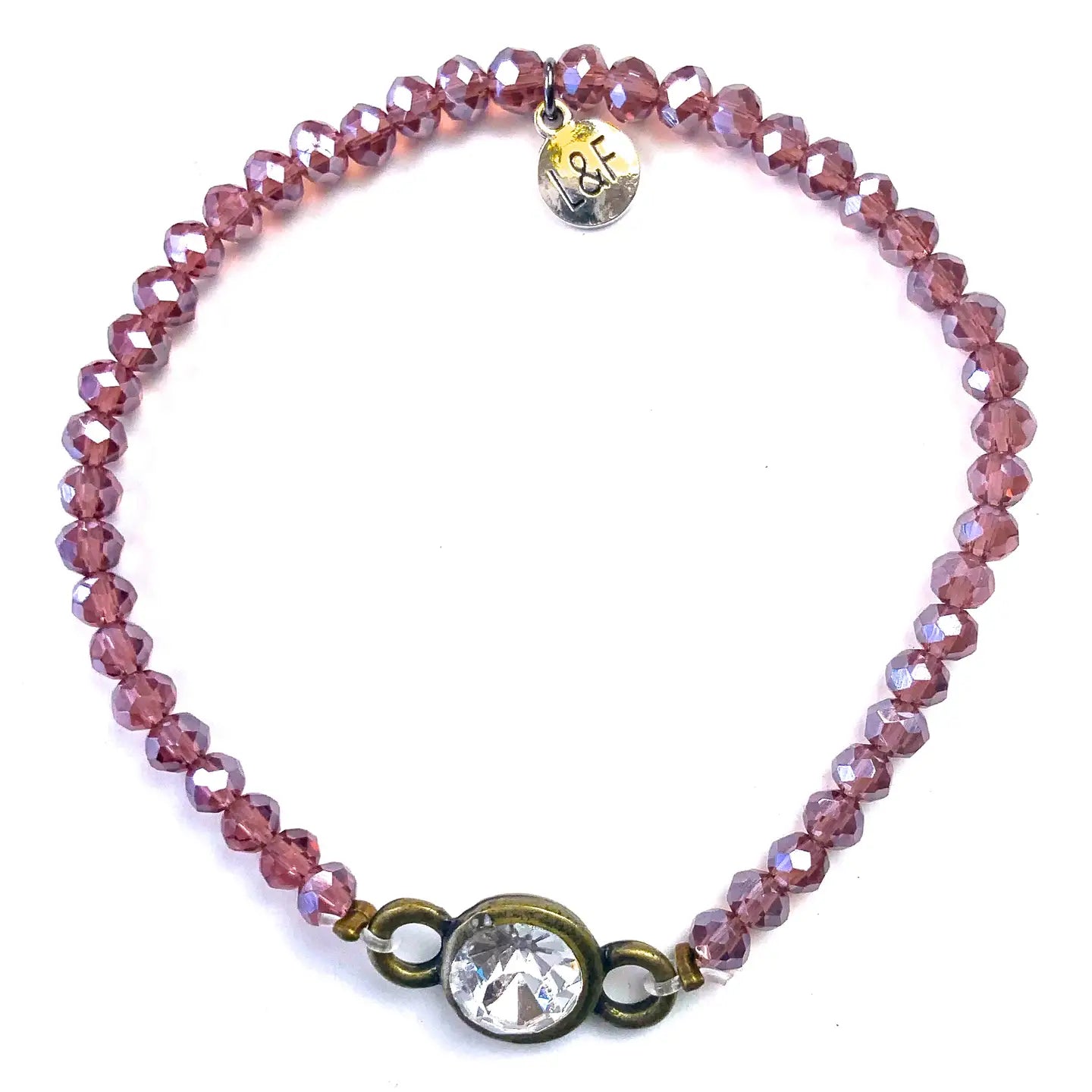 GLASS STRETCH BRACELET WITH CRYSTAL EMBELLISHMENT - MULTIPLE COLORS
