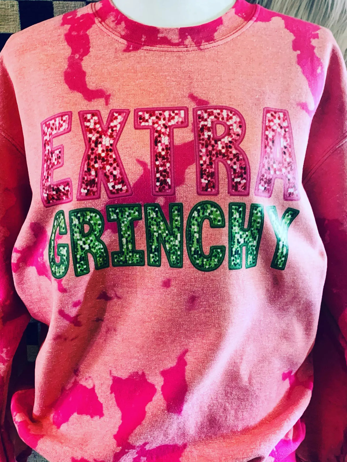 EXTRA GRINCHY FAUX SEQUIN SWEATSHIRT