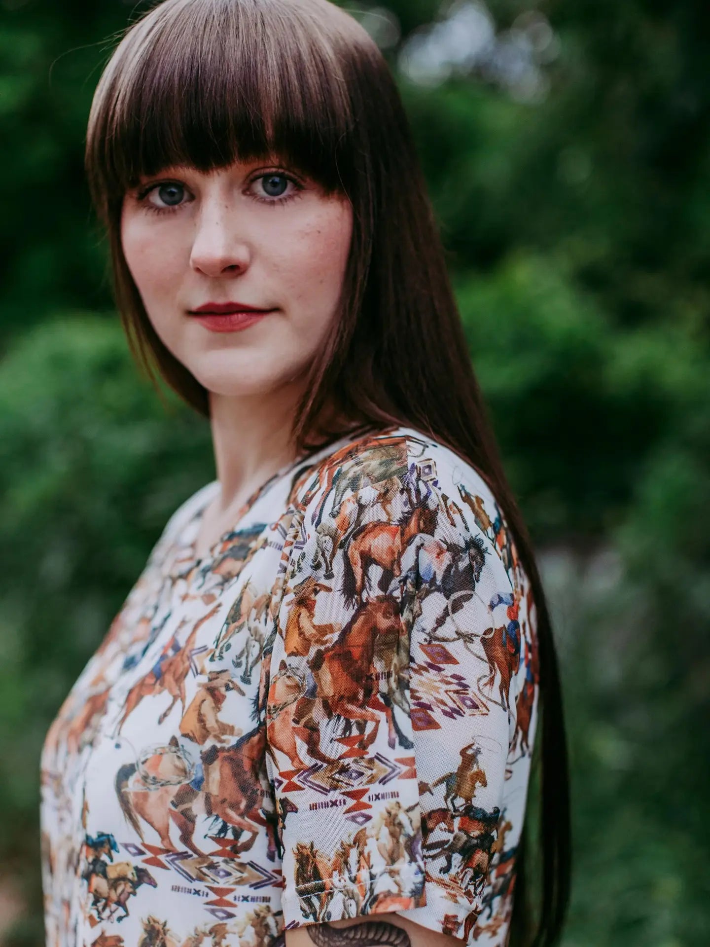 BUCKAROO PRINT MESH DRESS