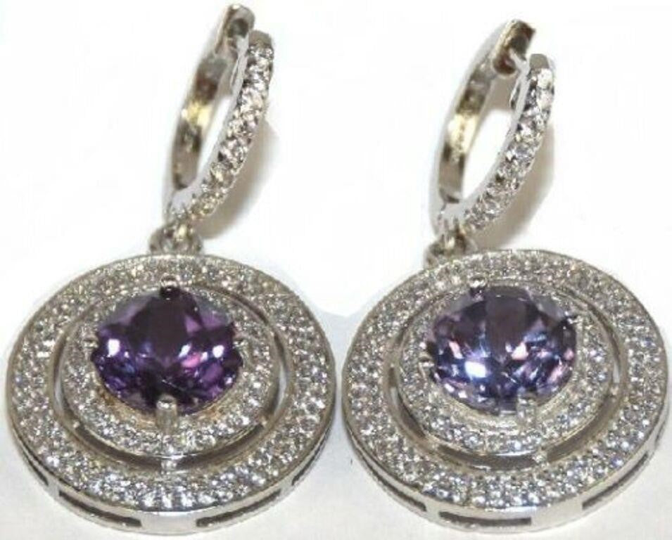 AMETHYST IN STERLING SILVER EARRINGS