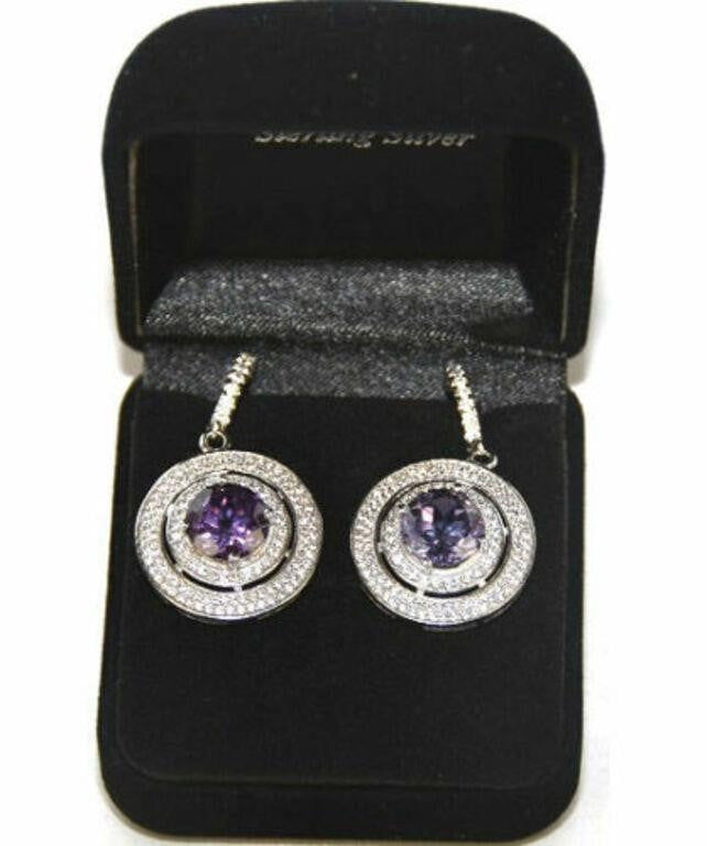 AMETHYST IN STERLING SILVER EARRINGS