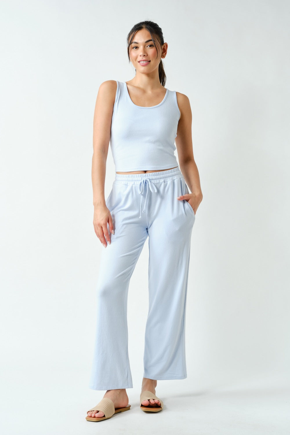 BRUSHED WIDE LEG LOUNGE PANTS