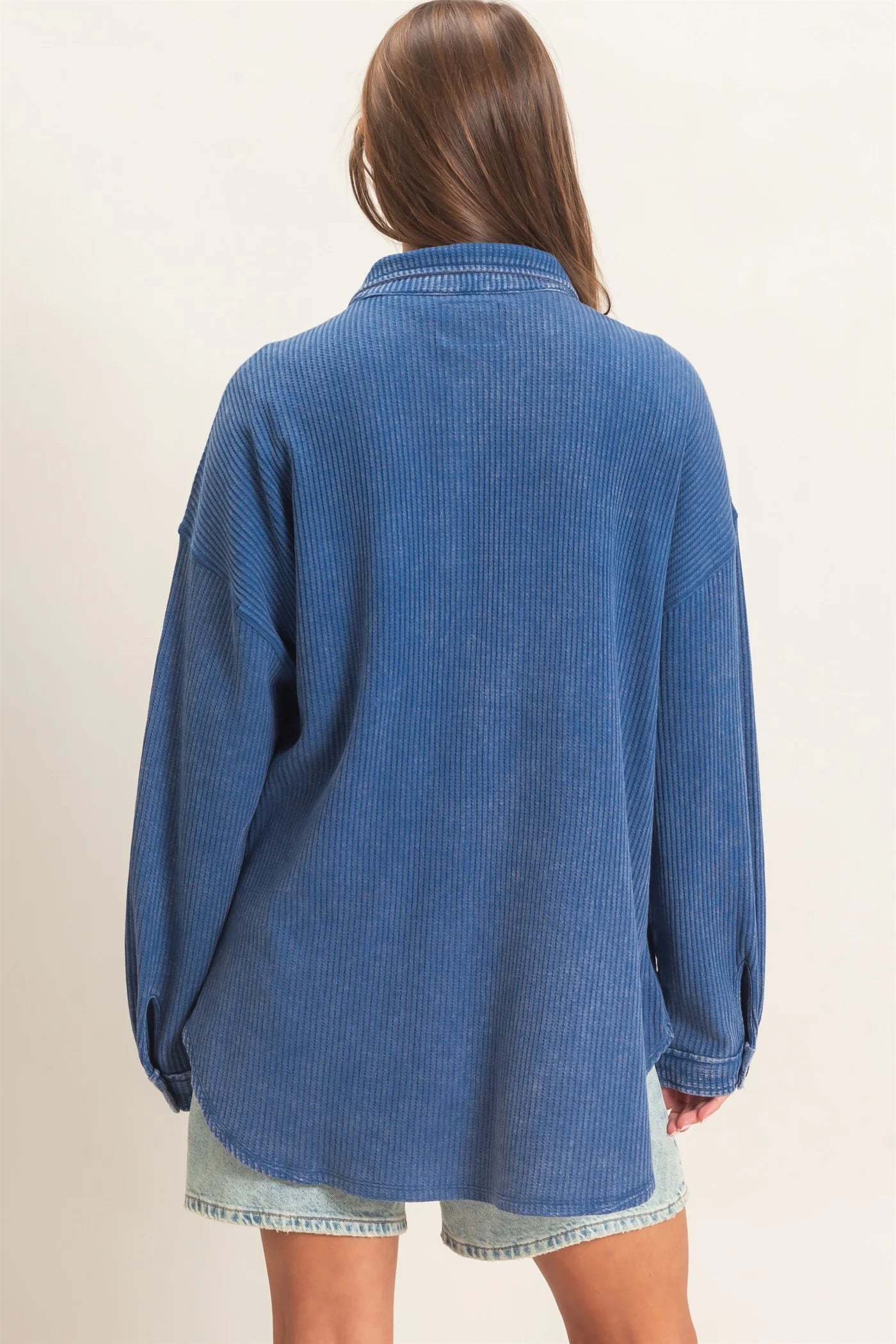 MINERAL WASHED WAFFLE KNIT JACKET