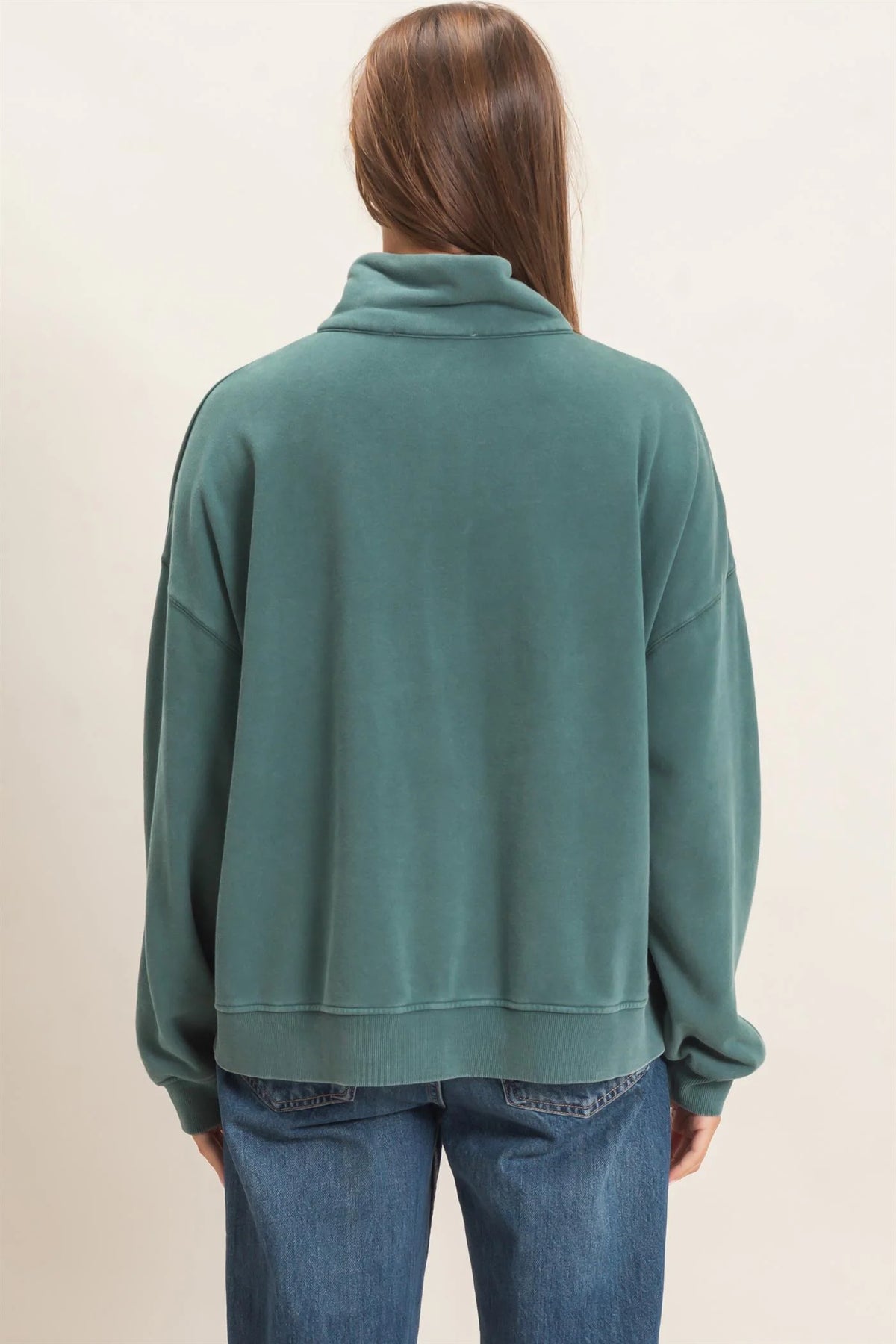 MINERAL WASH BUTTON UP SWEATSHIRT