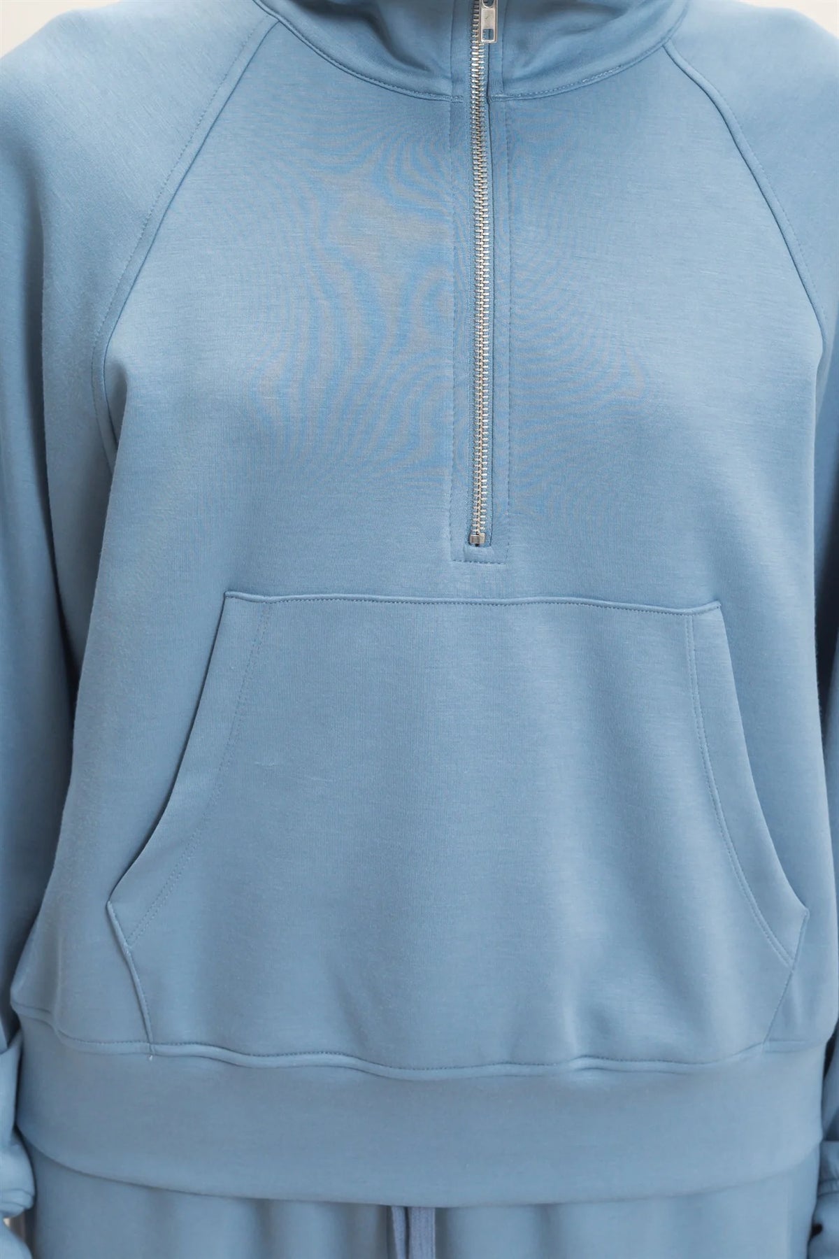 HALF ZIP PULLOVER IN DUSTY BLUE