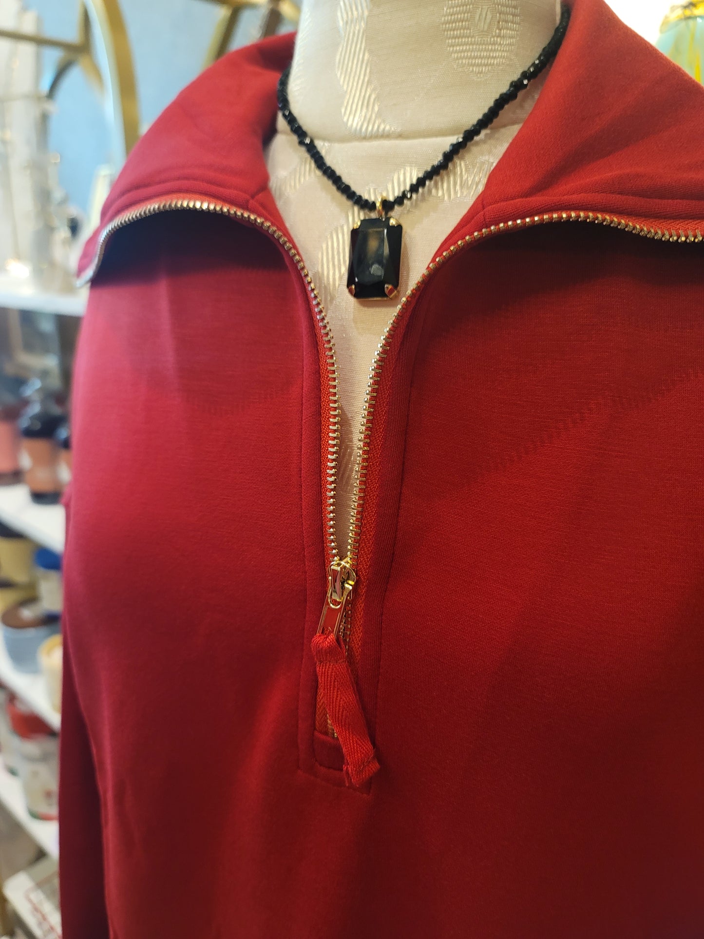 QUARTER ZIP BUTTER MODAL DRESS BY P CILL