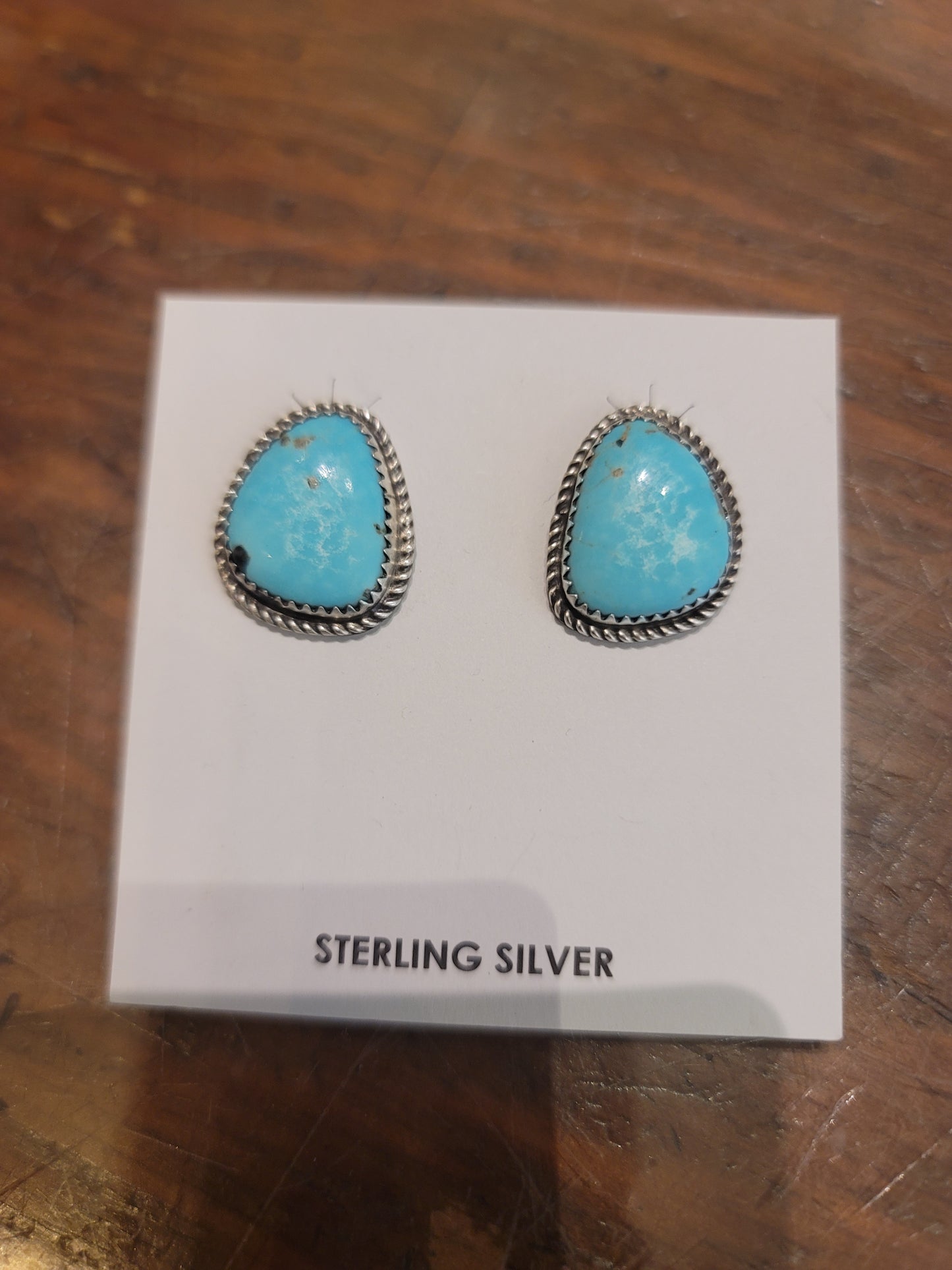STERLING AND TURQUOISE DONOVAN NEZ EARRINGS
