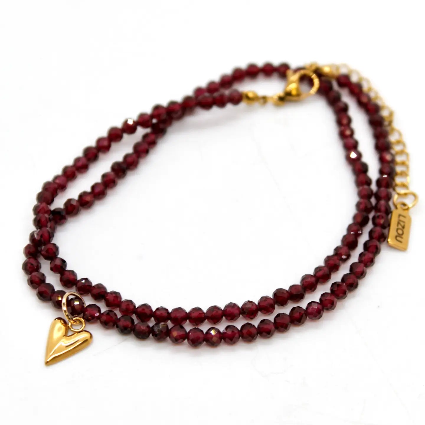 RUBY STONE NECKLACE WITH HEART