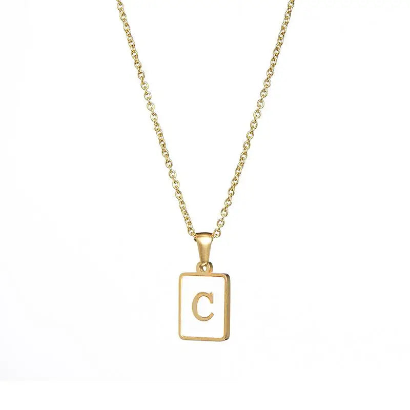 SQUARE INITIAL GOLD NECKLACES